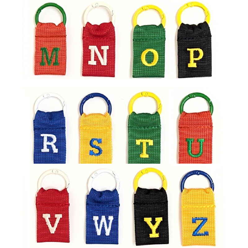 COLLEGE LETTER TAG カレッジレタータグ カレッジレター イニシャル タグ 刺繍 目印 キーホルダー 名前 リュック 傘 鞄 バッグ キーリング バイカラー ナイロンテープ ギフト プレゼント 