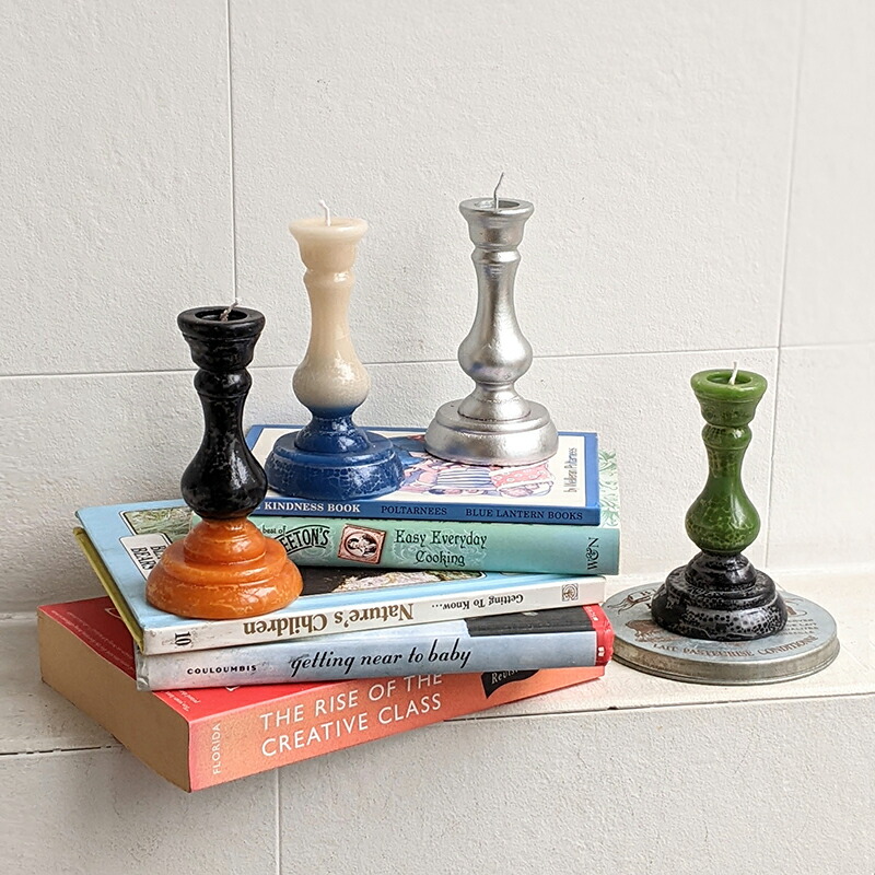 ❣️クリスマス❣️蝋燭 工芸品 2点とローソク台の3点セット キャンドル キャンドルスティック 蝋燭 ろうそく ハロウィン