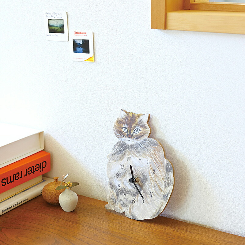 松尾ミユキ ダイカットクロック ウォールクロック 掛け時計 壁 壁掛け 猫 ねこ ネコ 時計 時計 子供 子供部屋 北欧 おしゃれ シンプル ナチュラル 軽量 キッズ