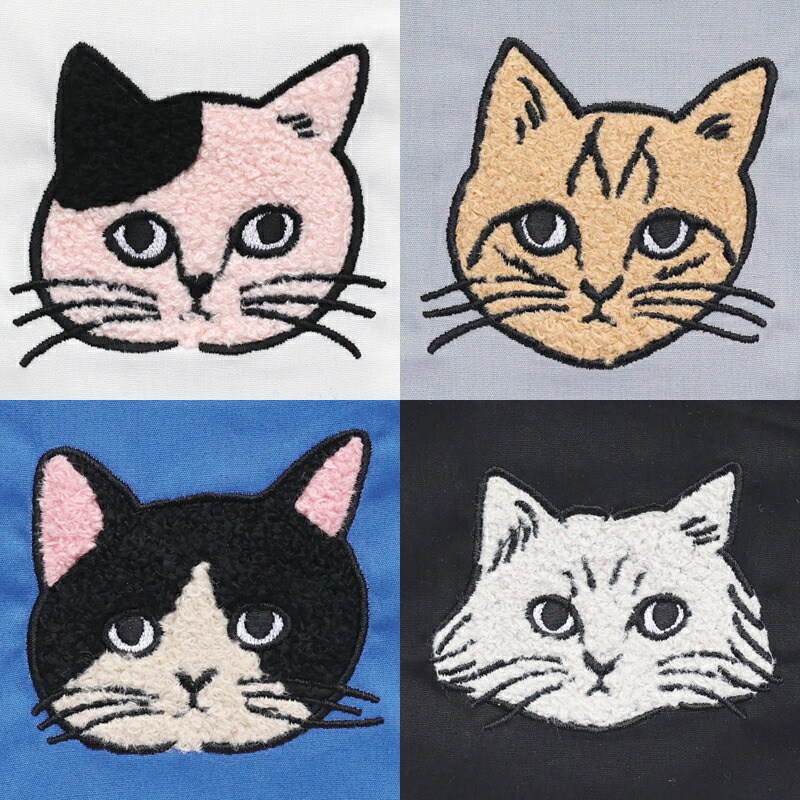 松尾ミユキ ポーチ 収納バッグ コップ袋 巾着袋 巾着型 巾着小 刺繍 紐 もこもこ 薄手 綿100％ 旅行 コスメ収納 かわいい 猫 ねこ ネコ cat ピンク ベージュ パープル ブルー