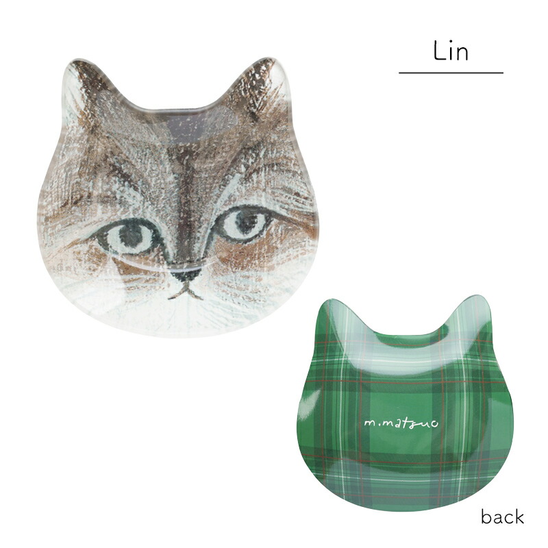 松尾ミユキ キャットフェイス ガラスフラットプレート 皿 お皿 ケーキ