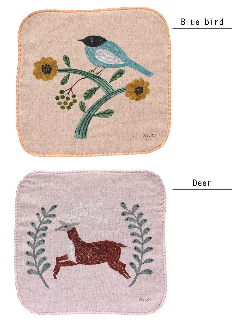 松尾ミユキ 動物 花柄 ガーゼタオルハンカチ ハンカチ ミニタオル 猫