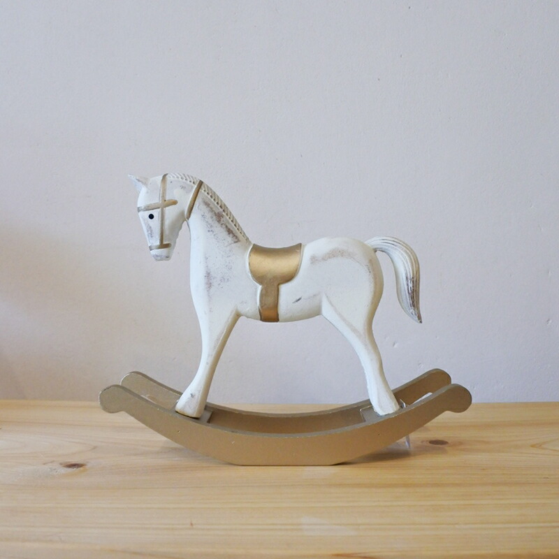 木馬 オブジェ ロッキングホース 木製 馬 置物 ロッキン・ホワイト