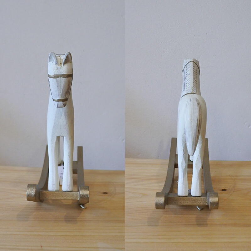 木馬 オブジェ ロッキングホース 木製 馬 置物 ロッキン・ホワイト