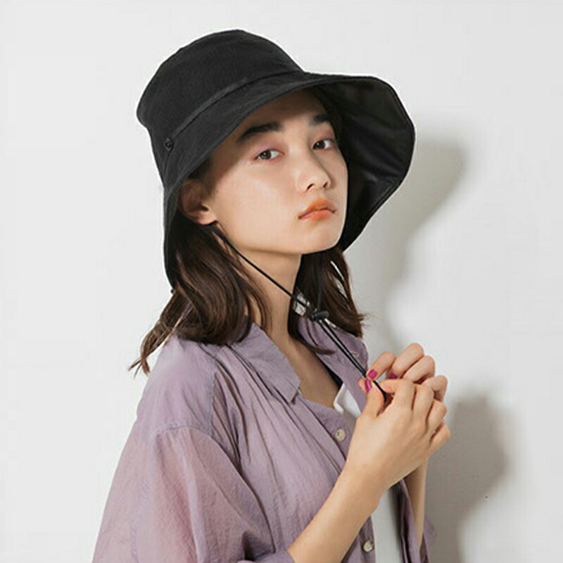 Wpc.UVカットつば広ハット 傘屋が作ったかぶる日傘 Wpc. UVカット率100％ 帽子 レディース 紐付き 女性 遮光率100% UPF50+ サイズ調節 コンパクト収納 天然素材風生地 通気性 洗濯機で洗える