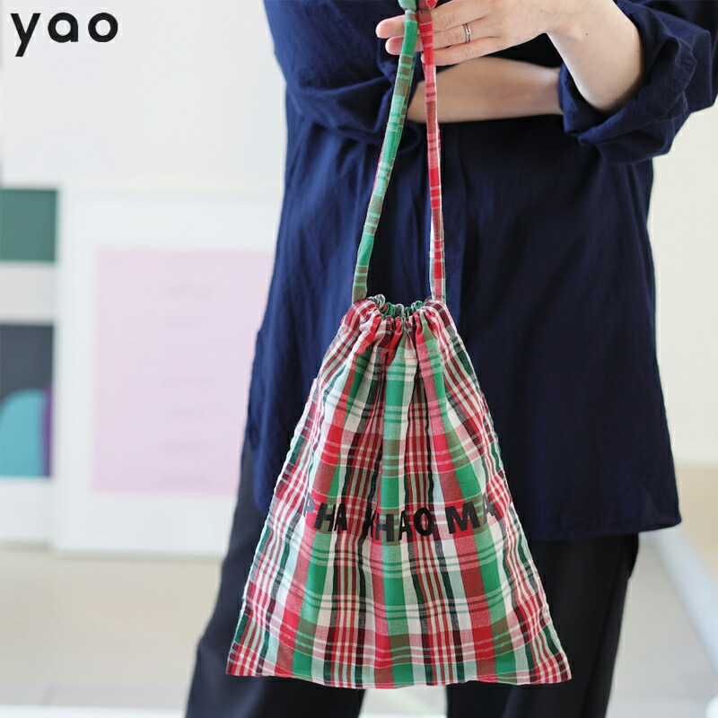 yao ヤオ パーカオマーミニバッグ パーカオマー PHA KHAO MA ミニ トートバッグ トート ミニバッグ バッグ リバーシブル リバーシブルバッグ タイ雑貨 民芸 伝統布 手作業 チェック おしゃれ プレゼント ギフト かわいい 誕生日 裏地付き