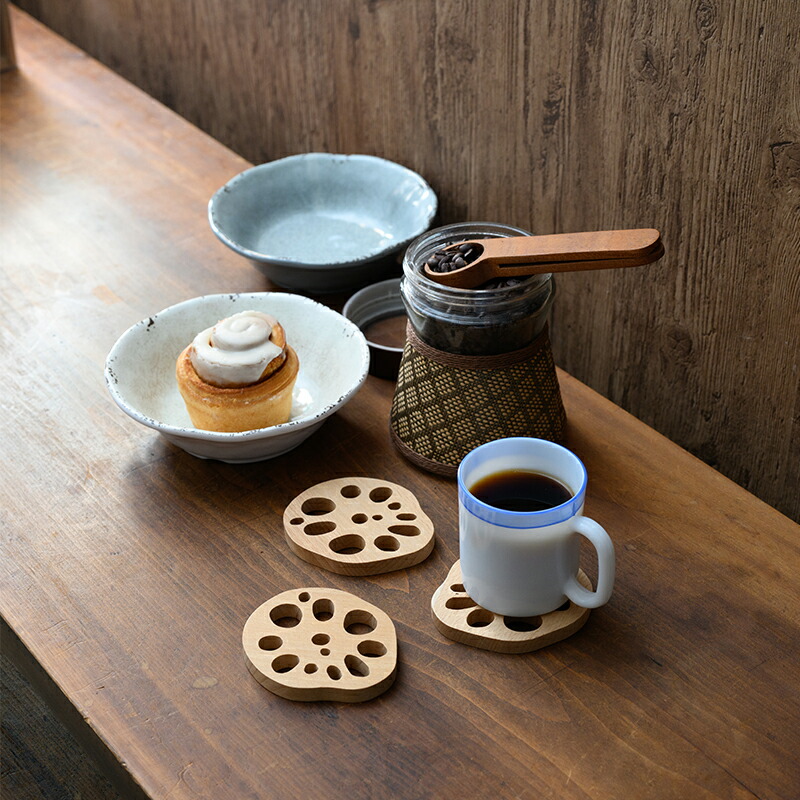 コースター 木製 天然木 木製コースター セット レンコンコースター