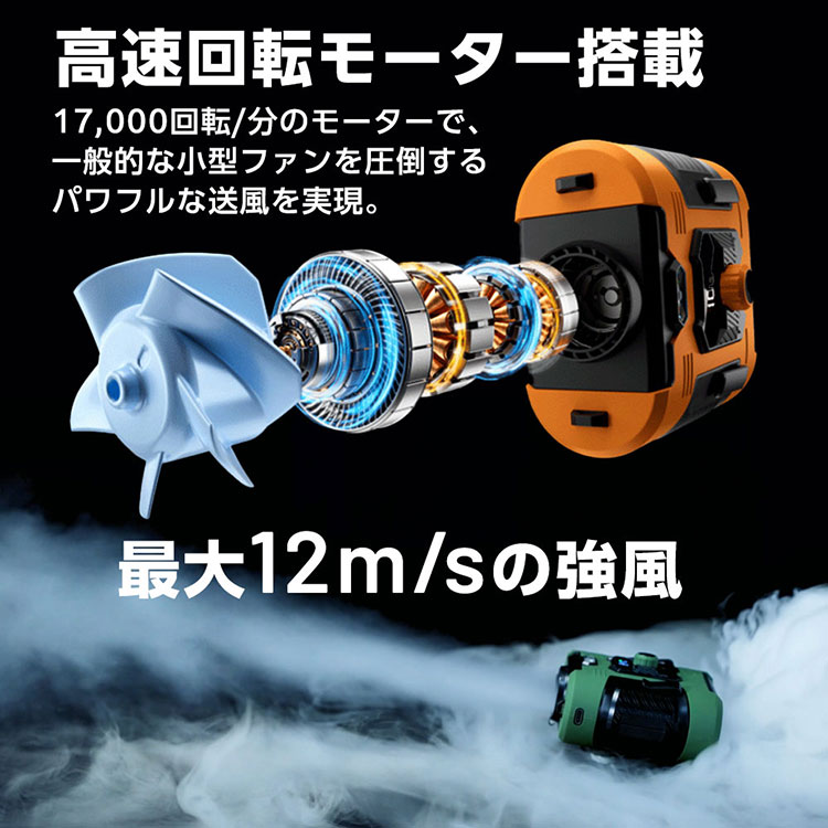 PSE認証済み】【腰掛け式ハンディファン】モバイルバッテリー機能 携帯
