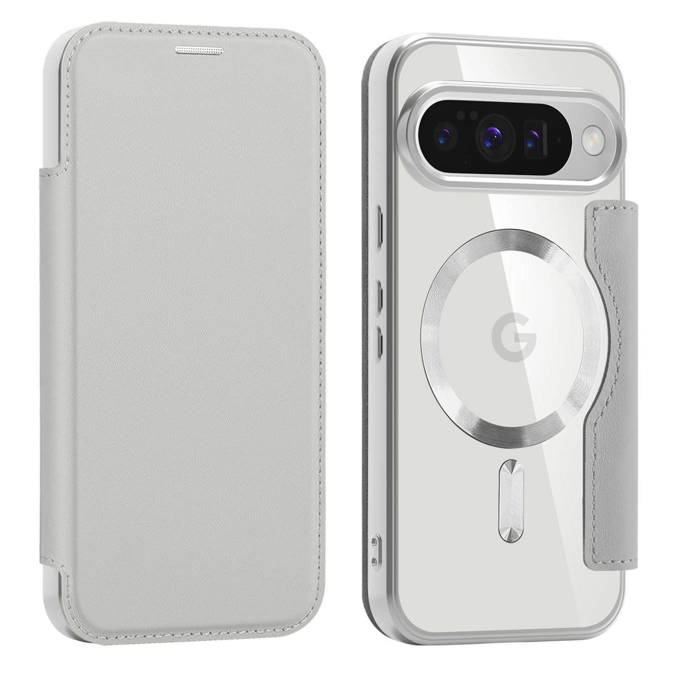 強化ガラスフィルム付 Google Pixel 10a 9a 10 10Pro 手帳型 背面クリア ケース カバー MagSafe対応 カード収納 TPU サイドメッキカラー おしゃれ かわいい | Google Pixel 9 | 03
