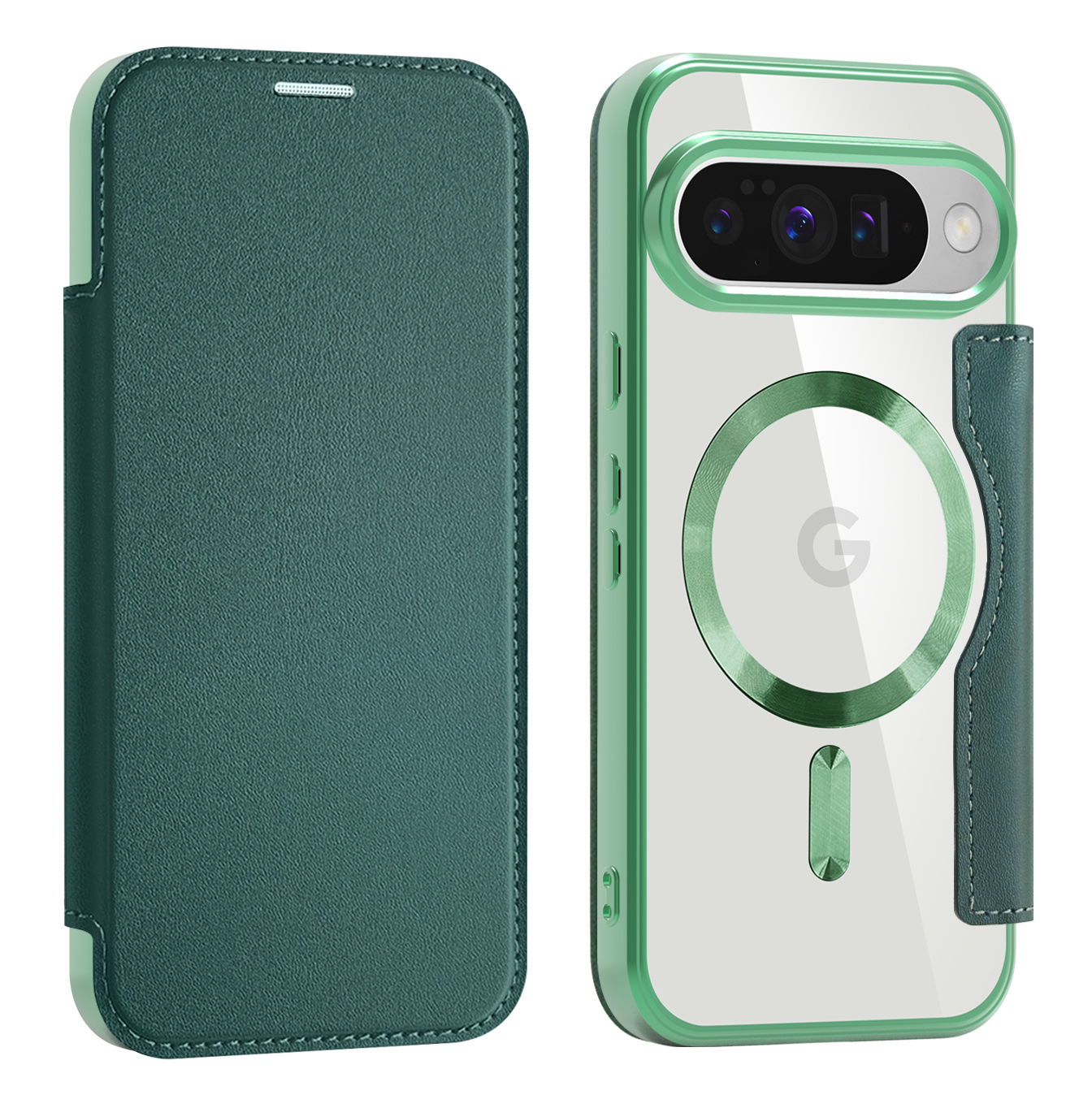 強化ガラスフィルム付 Google Pixel 10a 9a 10 10Pro 手帳型 背面クリア ケース カバー MagSafe対応 カード収納 TPU サイドメッキカラー おしゃれ かわいい | Google Pixel 9 | 05