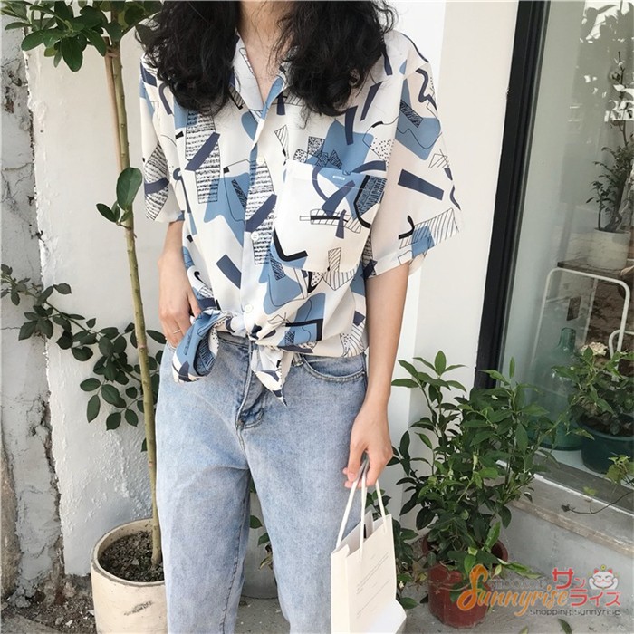 レディース トップス アロハシャツ 夏 ブラウス 総柄 シンプル 開襟 ハワイシャツ 半袖 薄手 ゆったり ビーチ リゾート 舞台服 原宿系 韓国系  :qwe1747:サンライズ - 通販 - Yahoo!ショッピング