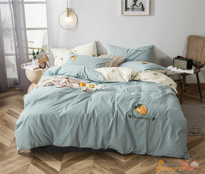 寝具カバーセット 4点セット高品質ベッド用品 可愛い 猫 兔 果物 