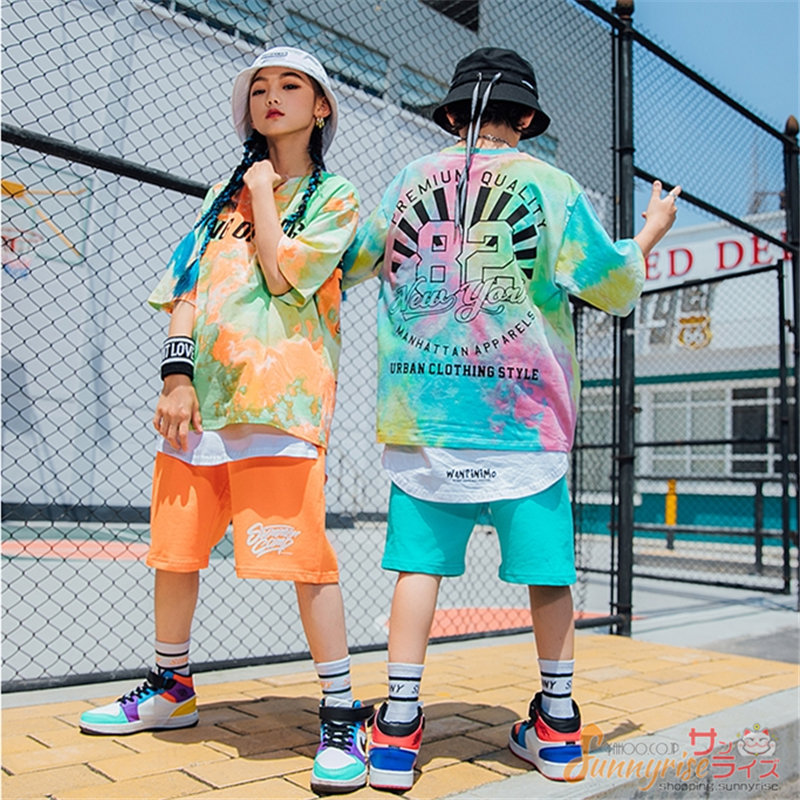 キッズダンス衣装 半袖 タイダイ柄 Tシャツショートパンツ 夏 ヒップホップ 男の子 女の子 ダンスウェア HIPPOP 練習着 原宿 発表会  :qwe2838:サンライズ - 通販 - Yahoo!ショッピング