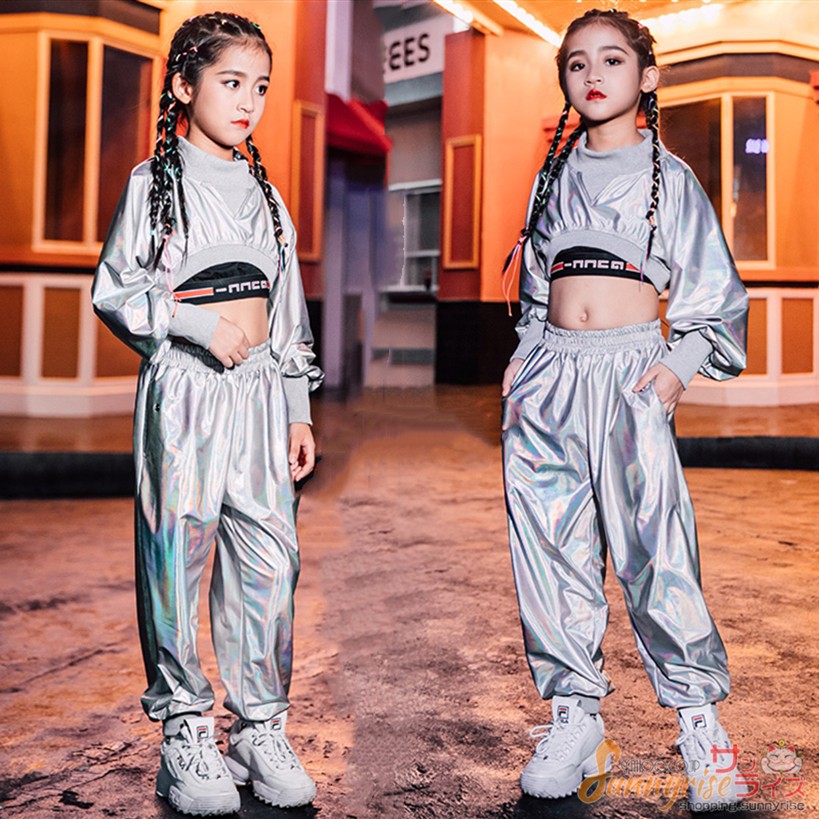 キッズ ダンス衣装 セットアップ ヒップホップ HIPHOP 長袖 シルバー トップス ズボン 女の子 チア ガールズ 子供服 ステージ衣装 練習着  体操服 演出服 :qwe344:サンライズ - 通販 - Yahoo!ショッピング