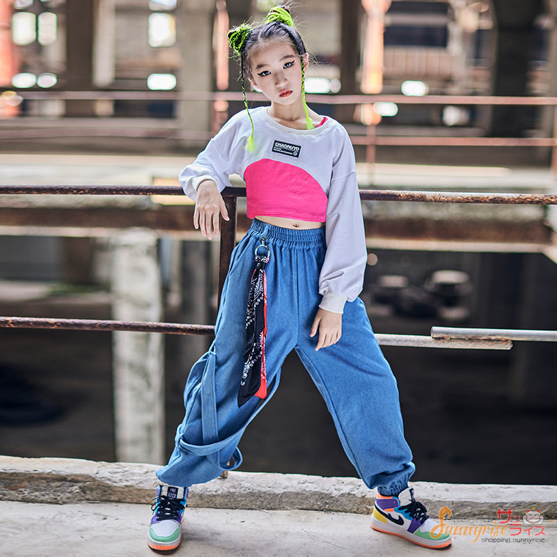 キッズダンス衣装ヒップホップ ベスト 長袖 白 トップス へそ出し パンツ 女の子 HIPHOP 舞台服 K-POP ステージ衣装 練習着 演出服  応援団舞台衣装 :qwe3385:サンライズ - 通販 - Yahoo!ショッピング