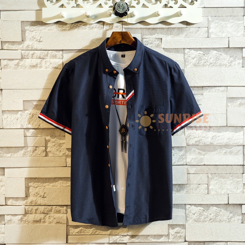 カジュアルシャツ メンズ 半袖シャツ ボタンダウンシャツ 無地シャツ 袖ライン 薄手 おしゃれ 夏 通勤 トップス 男性シャツ Nghz163 サンライズ 通販 Yahoo ショッピング