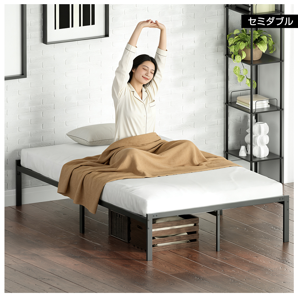 ベッドフレーム シングル セミダブル 黒 パイプベッド すのこ ベッド フレーム パイプベット 頑丈 | ブランド登録なし | 03