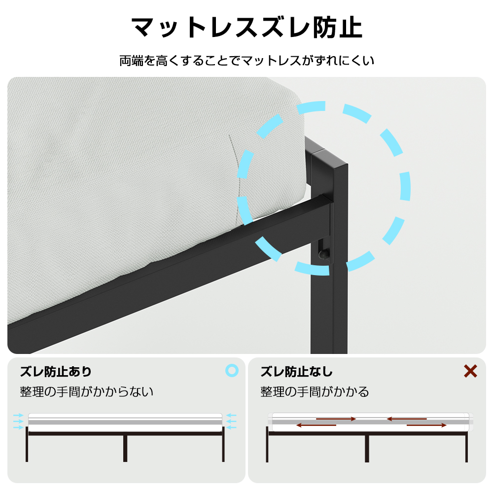 ベッドフレーム シングル セミダブル 黒 パイプベッド すのこ ベッド フレーム パイプベット 頑丈 | ブランド登録なし | 07