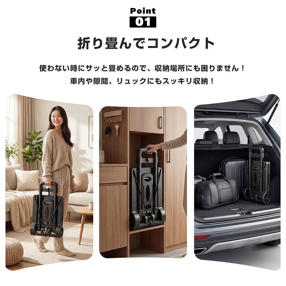 キャリーカート 折りたたみ ハンドトラック 台車 Eタイプ 耐荷重50kg |  | 01