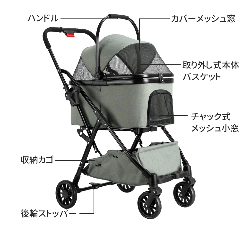 ペットカート 犬カート ペットバギー 分離型 多頭 小型犬 中型犬 折りたたみ 軽量 分離式 一年保証 関連画像2
