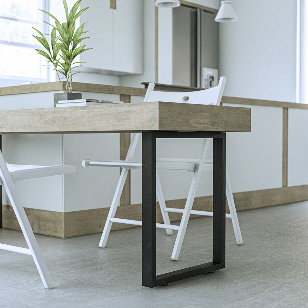 テーブル 脚 足 パーツ デスク脚 高さ50cm ベンチ アイアン アジャスター付き ブラック 黒 DIY 2脚セット | ブランド登録なし | 05