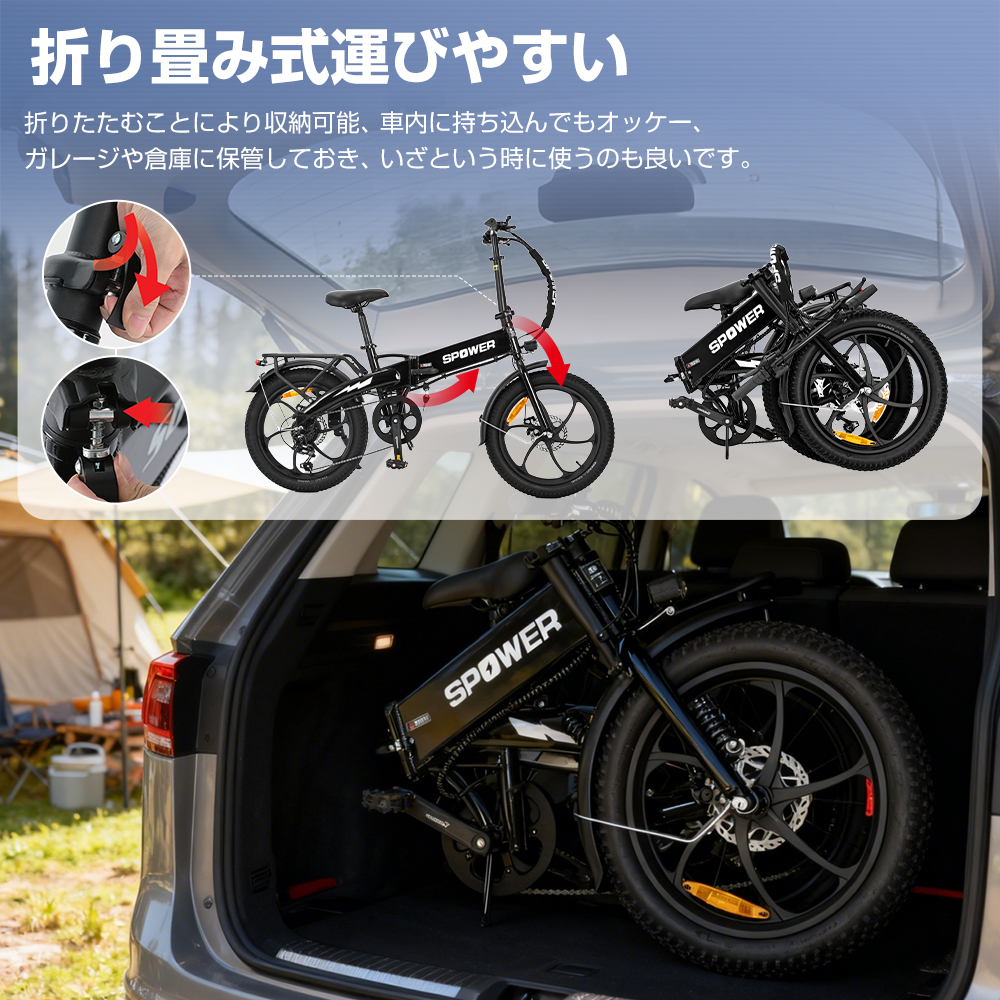 電動アシスト自転車 20インチ 折りたたみ 公道走行可能 350W ファット