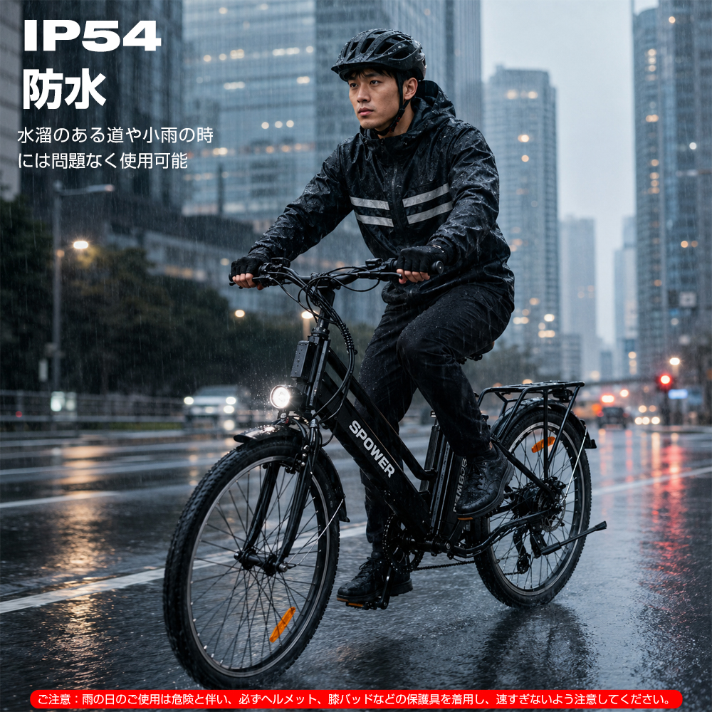 電動アシスト自転車 26インチ 7段変速 最大110km走行 リチウムバッテリー ディスクブレーキ 防水 LEDライト | SPOWER | 11