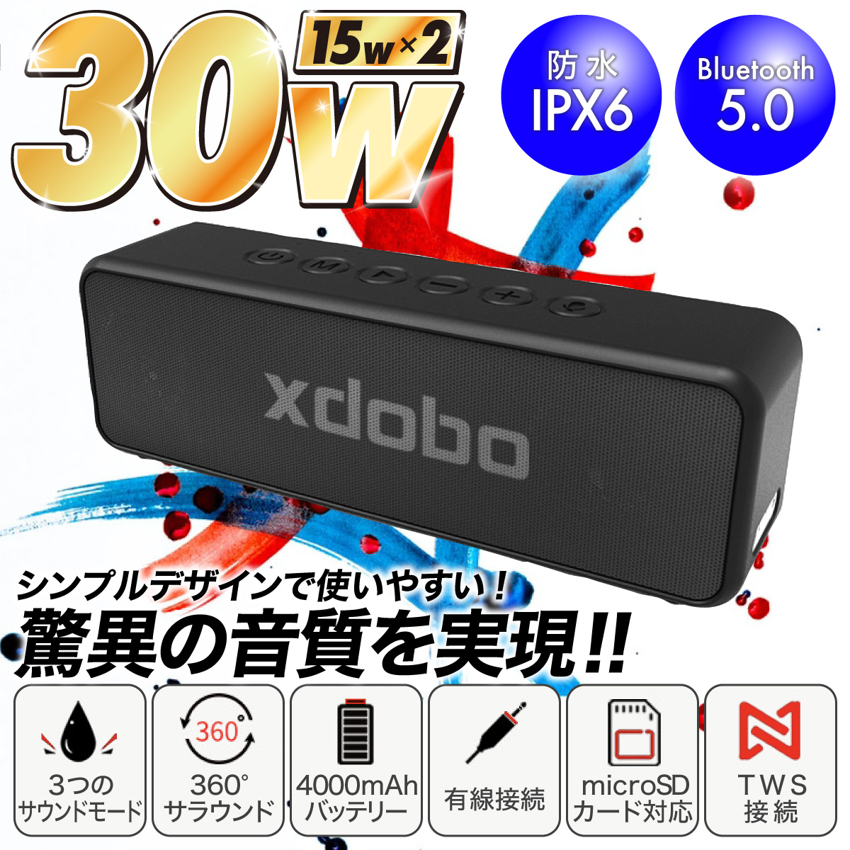 スピーカー Bluetooth ブルートゥーススピーカー ワイヤレス スピーカー テレビスピーカー ポータブルスピーカー 高音質 防水 スマホスピーカー  風呂 :bt-sp01:SUNRISE market 通販 