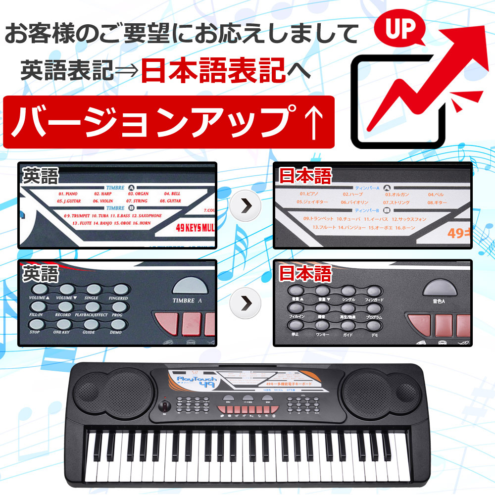 公式 芸能人応援商品 電子キーボード 49鍵盤 1年保証 日本語表記 AC 