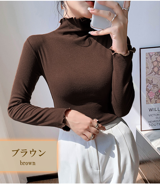 【2点20％off】透け感 裏起毛 シースルー カットソー インナー レディース 長袖 重ね着 トップス おしゃれ タートルネック レイヤード |  | 08