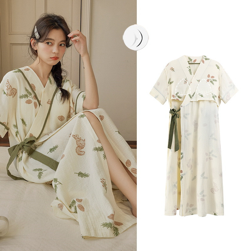 【新品開催10%off】ルームウェア 前開き カップ付き 3分袖 ワンピース 部屋着 春夏用 夏 パジャマ レディース トラベルパジャマ カップ付きワンピース パット |  | 01