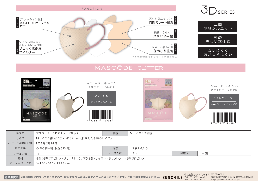 MASCODE マスコード マスク グリッター 不織布 男性用 女性用