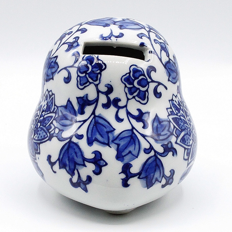 ②縁起物として人気のふくろうの藍色陶器製の貯金箱 ②縁起物として人気のふくろうの藍色陶器製の貯金箱 Amazon.co.
