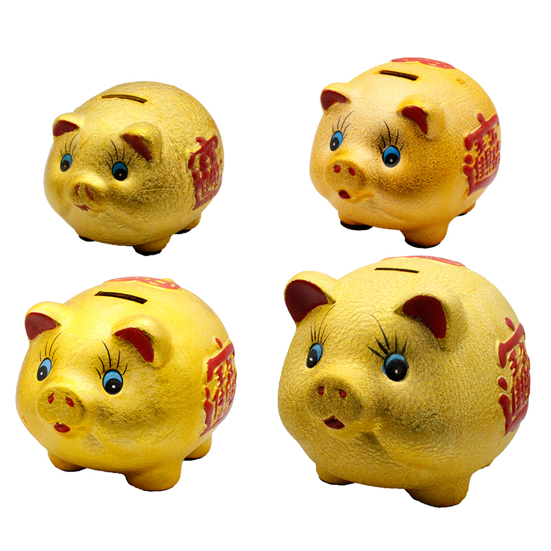 金ピカ豚さん ぶた ブタ 豚 金色 陶器 金の豚 貯金箱 7インチ 金豚 金 
