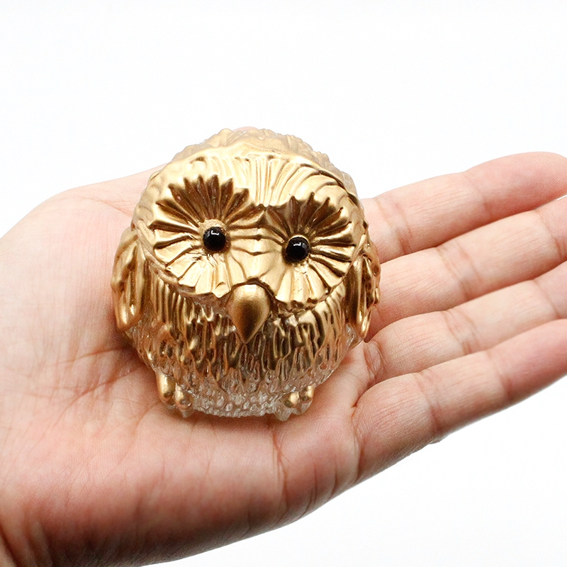 開運 まん丸 フクロウ ガラス製 親子 置物 ふくろう 梟 トリの置物 酉