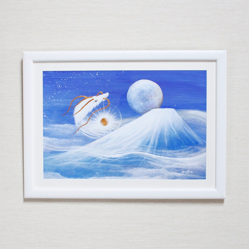 「龍脈」波動絵　額付き　開運絵画　手描き　一点物 龍脈」波動絵額付き開運絵画手描き一点物