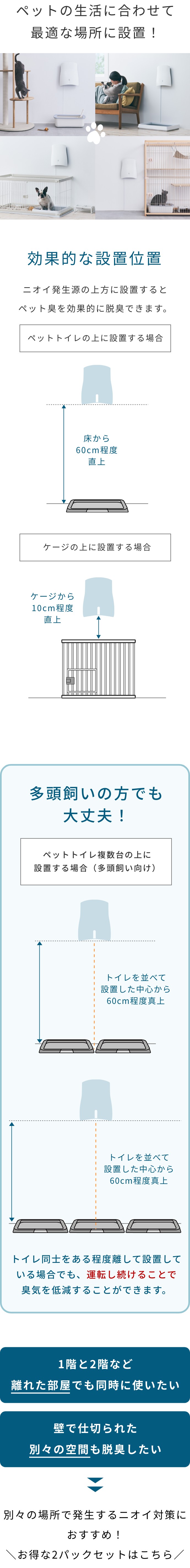 ペットの生活に合わせて最適な場所に設置！