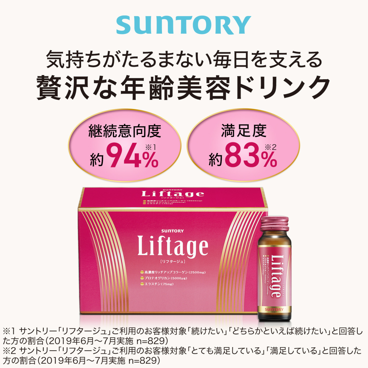 サントリーウエルネス公式 サントリー Liftage（リフタージュ） プロテオグリカン 高濃度リッチアップコラーゲン エラスチン 3箱/30本  :43385:サントリーウエルネス Yahoo!店 - 通販 - Yahoo!ショッピング