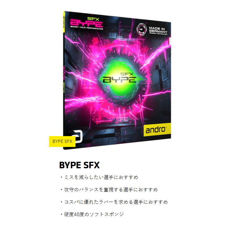 andro（アンドロ） 卓球ラバー パイプ SFX BYPE SFX 裏ソフト