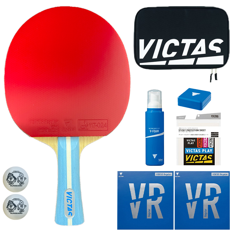 VICTAS ヴィクタス 卓球ラケットセット 初心者〜中級者向け 新入生応援 デゼルファイブ ラバー貼り加工無料 ラケットケース ボール付き｜sunward｜02