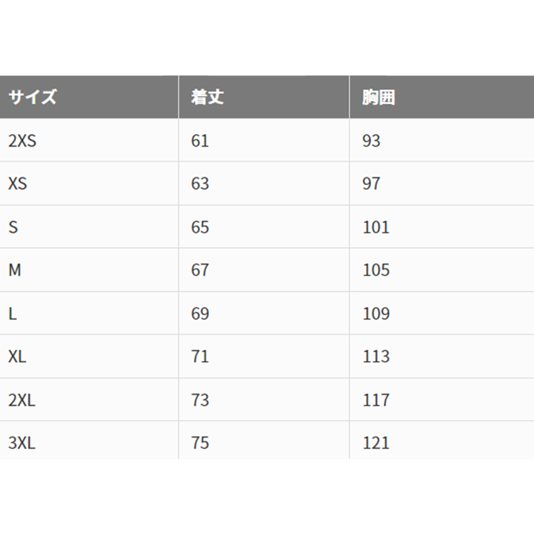 サイズ表