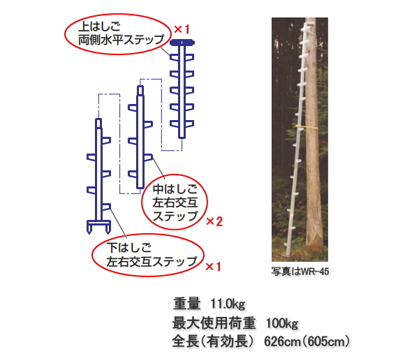 ハラックス アルミ製 枝打はしご ワンダ WR-60 : サンワード - 通販