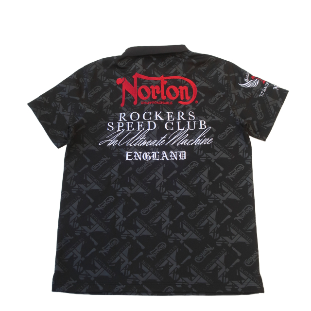 ノートン 半袖 ポロシャツ メンズ 総柄 ブラック 黒 L XL XXL 262n1204