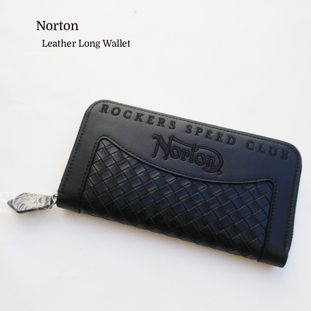 ノートン（NORTON） レザー編み ロング ウォレット 長財布 ブラック