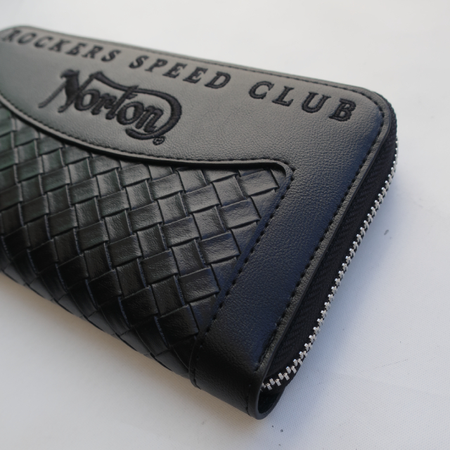 ノートン（NORTON） レザー編み ロング ウォレット 長財布 ブラック