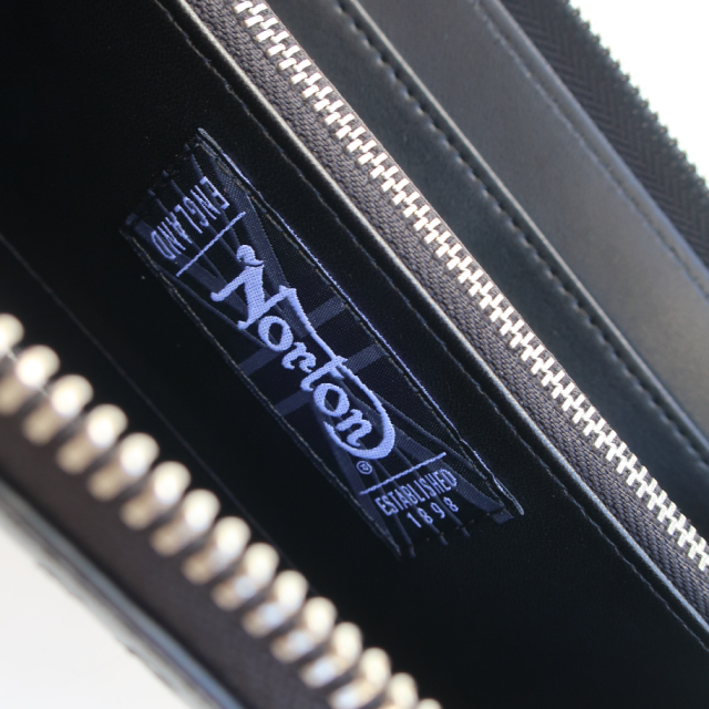 ノートン レザー編み ロング ウォレット 長財布 ブラック 262n8200