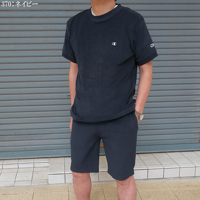 Champion ポロシャツとショートパンツセットアップ Champion チャンピオン 上下セット メンズ ベーシック パイル
