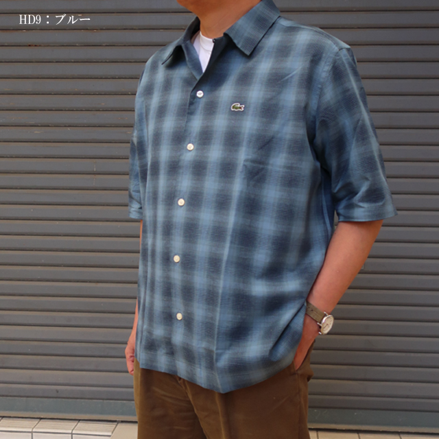 LACOSTE（ラコステ） 半袖シャツ リネンブレンドオープンカラー