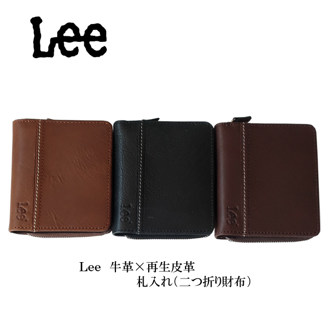 Lee lee リー 本革 レザー 2つ折り財布 メンズ ラウンド