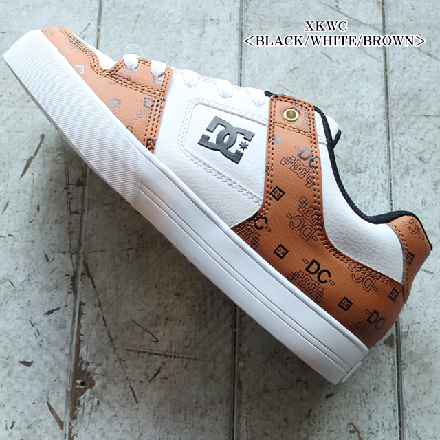 送料無料 スニーカー ローカット メンズ レディース SS 春夏 新作 春新作 夏新作 人気 流行 定番 2024 SE SN DM241019 XKWC ディーシーシューズ ピュア 紐靴 カジュアルシューズ モノグラム ブラック/ホワイト/ブラウン DC SHOES（ディーシーシューズ） dc シューズ メンズ ディーシー